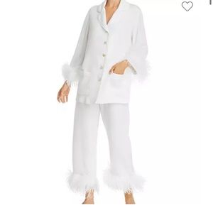 Nadine Merabi Bridal Feather Pajama Set